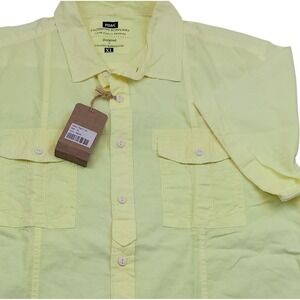 Mens PD&C XL Yellow Short Sleeve Shirt Button-Up Cotton NWT Pockets Lightweight
